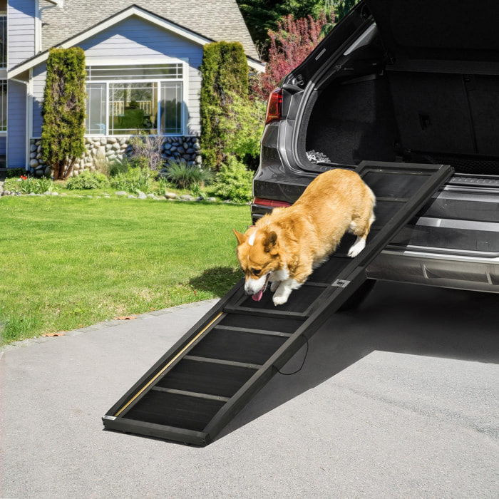 Rampa para Perros de Madera 165x43x6,5 cm Rampa Plegable para Mascotas con Alfombra Antideslizante Escalera Portátil para Coche Carga 40 kg Negro