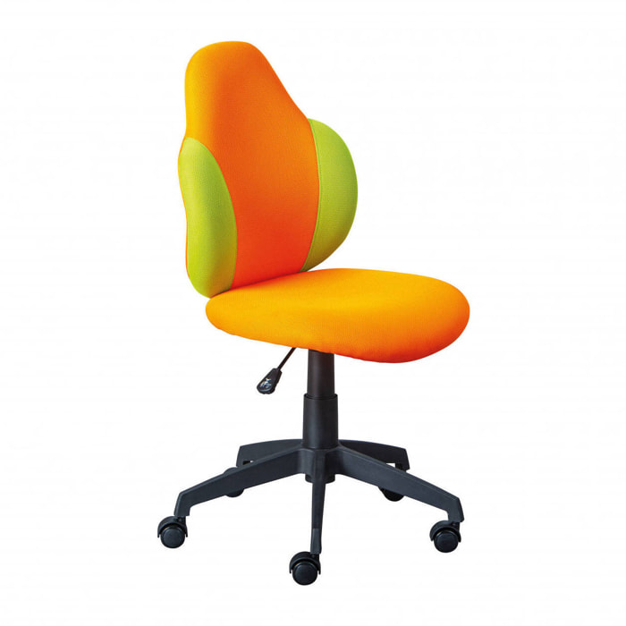 Sedia da ufficio regolabile in altezza con seduta in morbido tessuto arancione e giallo, 56 x 58 x 92, Arancione