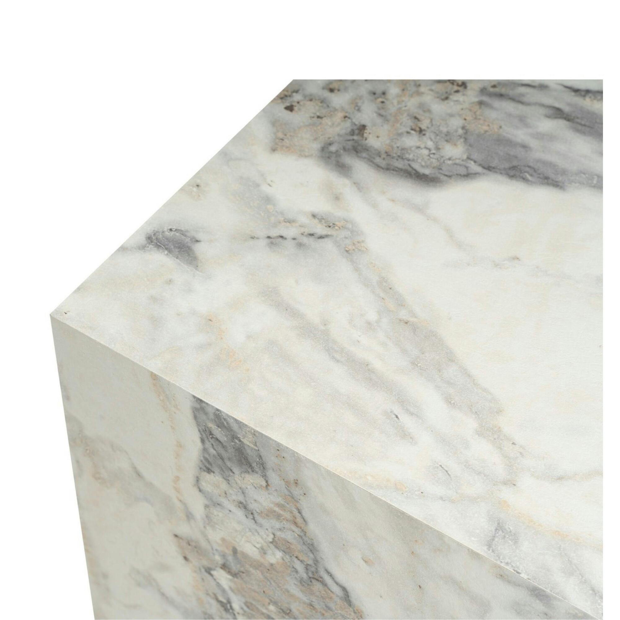 Table basse cube effet marbre blanc - style design (2 pièces) MARFA