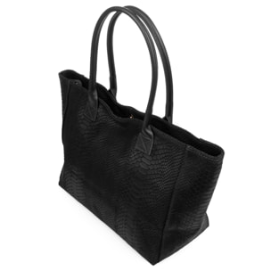 Avola bolso de hombro mujer. Piel auténtica Gamuza grabado serpiente.