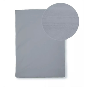 Drap plat percale de coton uni bleu gris Giulia givre
