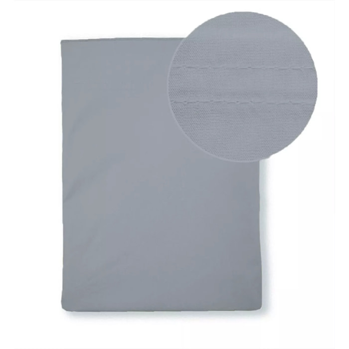 Drap plat percale de coton uni bleu gris Giulia givre
