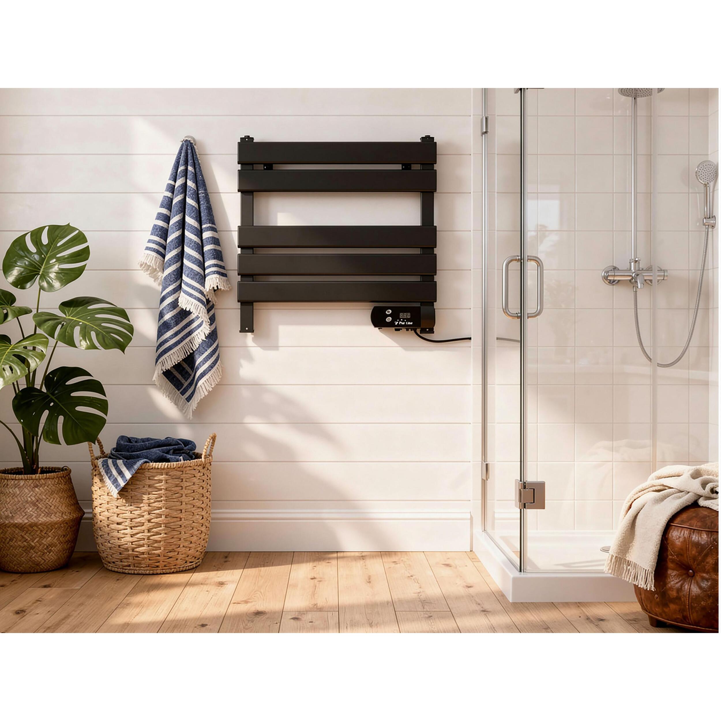 Sèche-serviettes électrique compact noir 100W