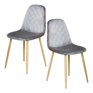 Chaise capitonnée velours gris taupe HAWAI (lot de 2)