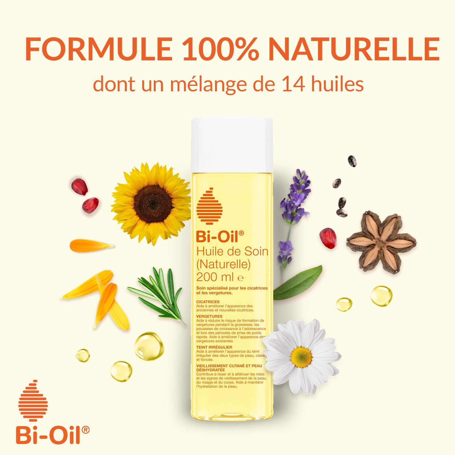 Huile Nourrissante - Huile de Soin Naturelle Vergetures Cicatrices Peau Sèche et Teint Irrégulier 200ml