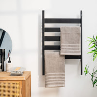 Asciugamano elettrico da terra o da parete 5 barre - nero - 82 x 5 x 52 cm