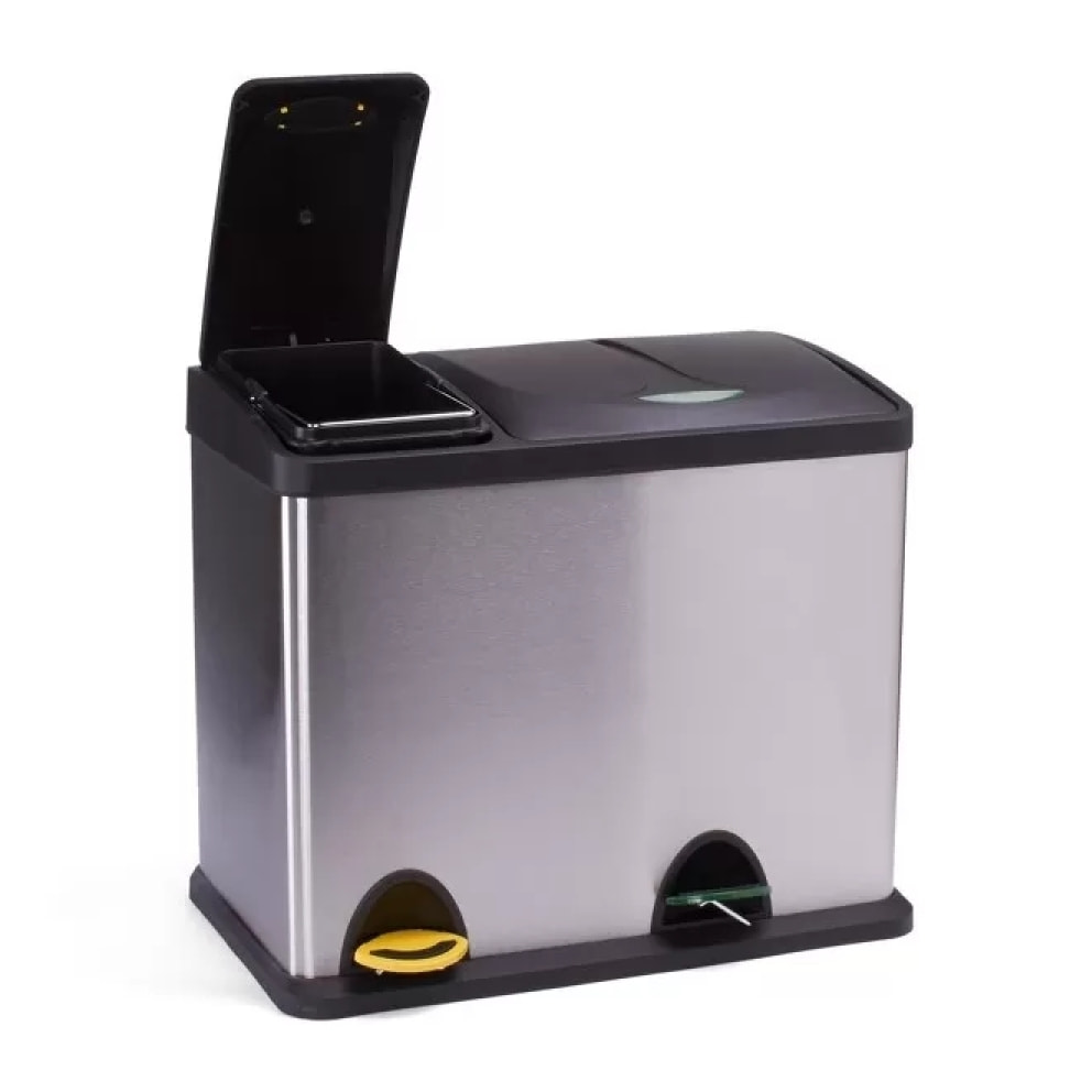 Poubelle à  pédale Tri sélectif Inox 18L+8L MSV