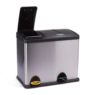 Poubelle à  pédale Tri sélectif Inox 18L+8L MSV