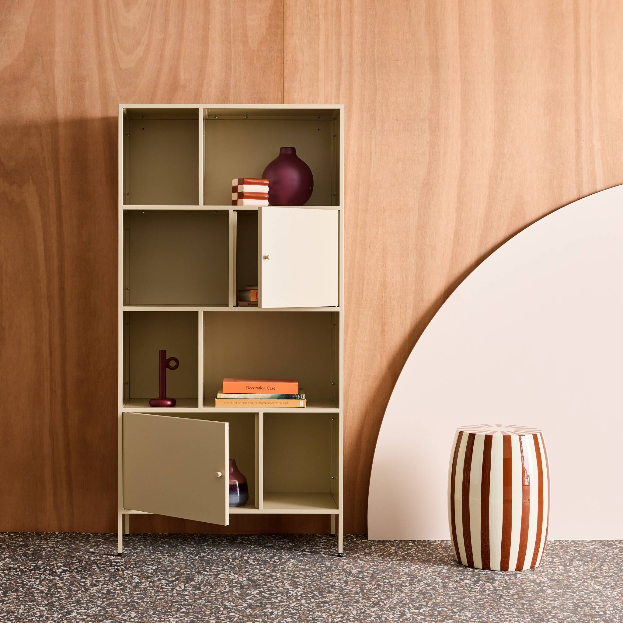 Buffet, meuble de rangement industriel métal 8 compartiments OKLAHOMA