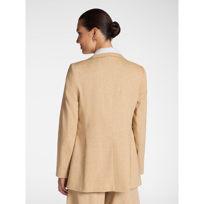 Elena Mirò - Blazer in misto lino monopetto - Beige