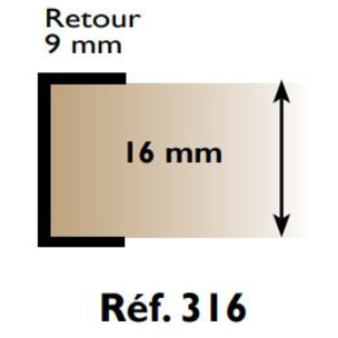Profil chant 'U' 316 PRUNIER - 16 mm x 2.60 m - blanc - RIBP316