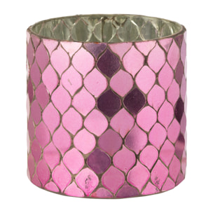 J-Line bougeoir Cylindre Mosaïque - verre - fuchsia