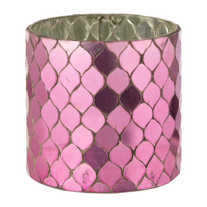 J-Line bougeoir Cylindre Mosaïque - verre - fuchsia