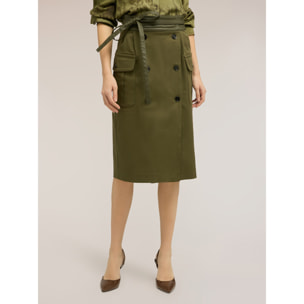 Motivi - Falda cargo con cinturón - Verde militare