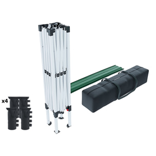 Gazebo Pieghevole Impermeabile 3 x 3 M Da Giardino Con 4 Sacche Pesi Sacca Trasporto Chiusura Fisarmonica Struttura Acciaio Copertura 160 gr/m² Verde