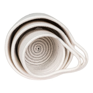 Set 3 cestini Algar in cotone bianco/grigio
