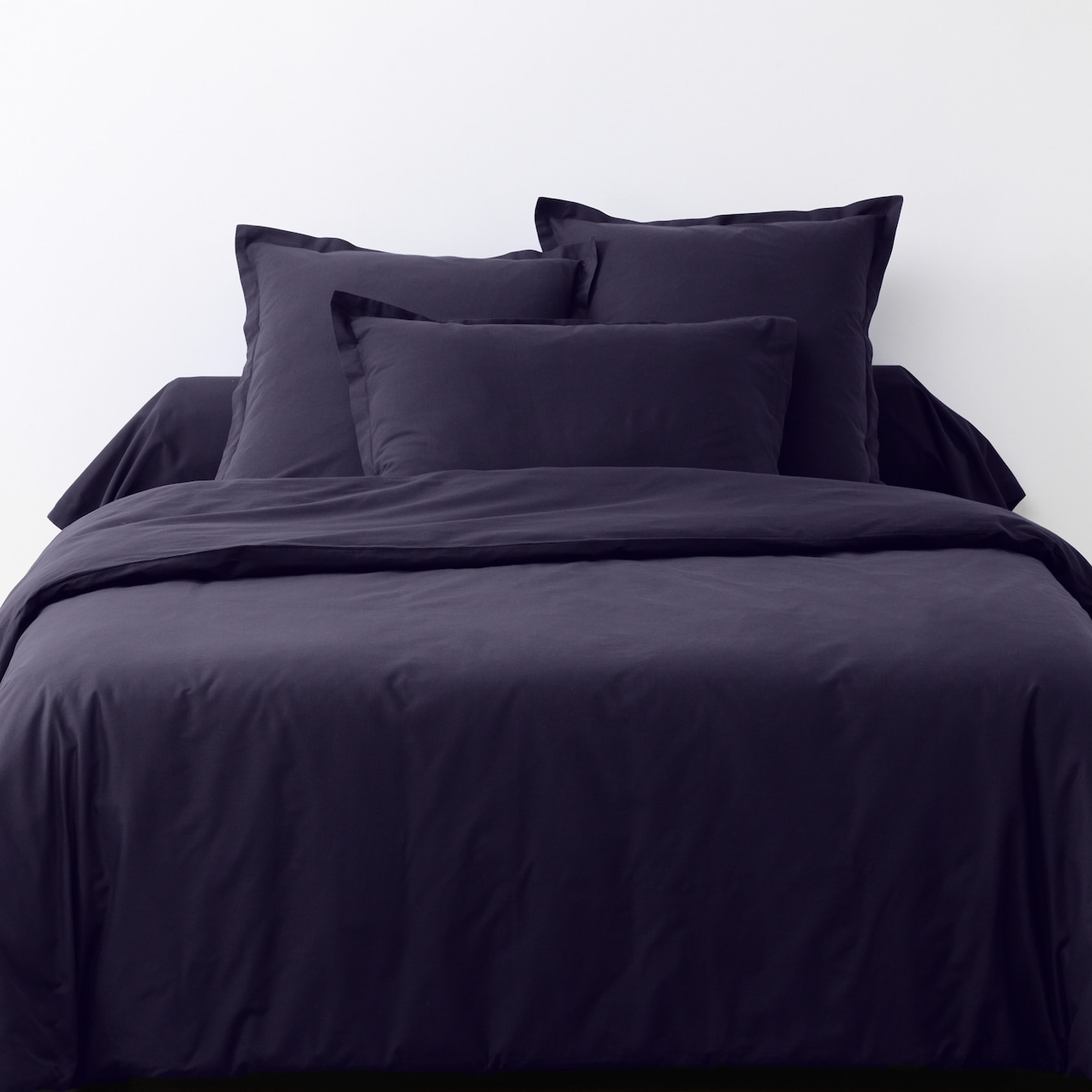 Parure Housse De Couette + 1 taie 100% Coton 57fils Bleu Imperial