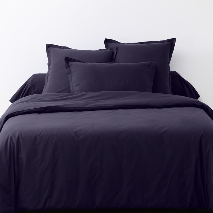 Parure Housse De Couette + 1 taie 100% Coton 57fils Bleu Imperial