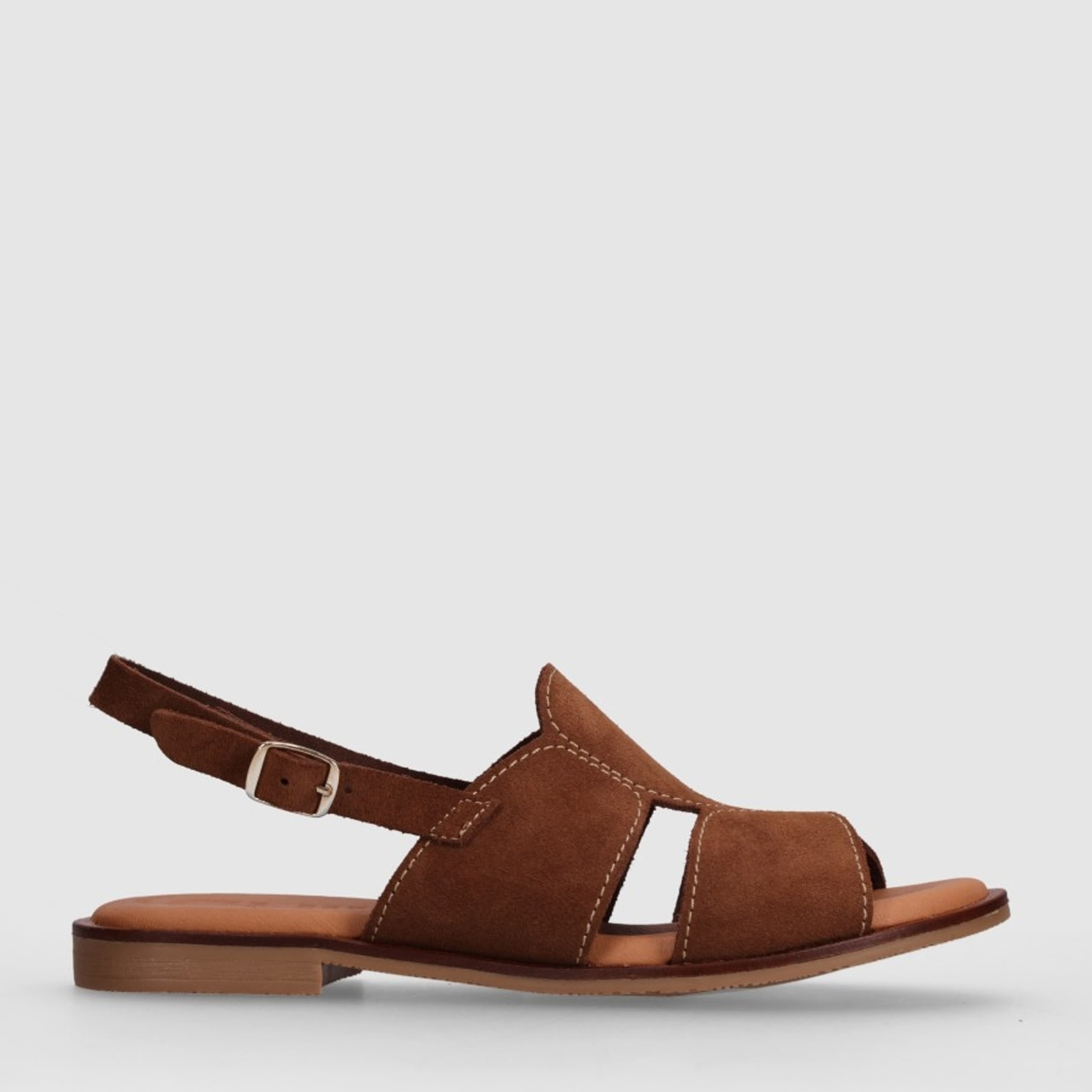 Sandalias de Serraje - Nogal - Tacón: Bajo