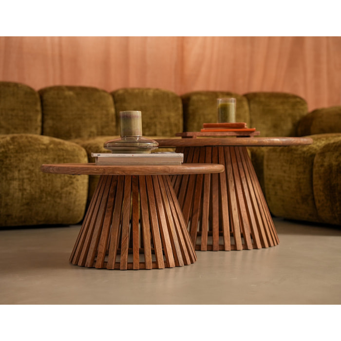 Kerala - lot de 2 tables basses gigognes - bois massif de manguier - Bois