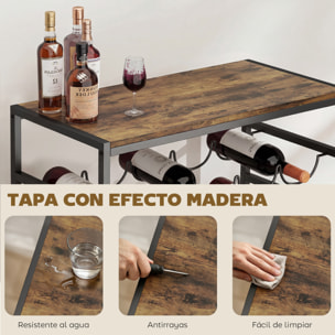 Botellero para 30 Botellas, Botellero para Vino de 6 Niveles con Encimera de Efecto Madera, Estilo Industrial, para Cocina, Comedor, Bar, 59x30x88,5 cm, Marrón Rústico