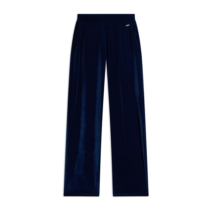 Pantaloni wide leg comfort da donna in tessuto lurex