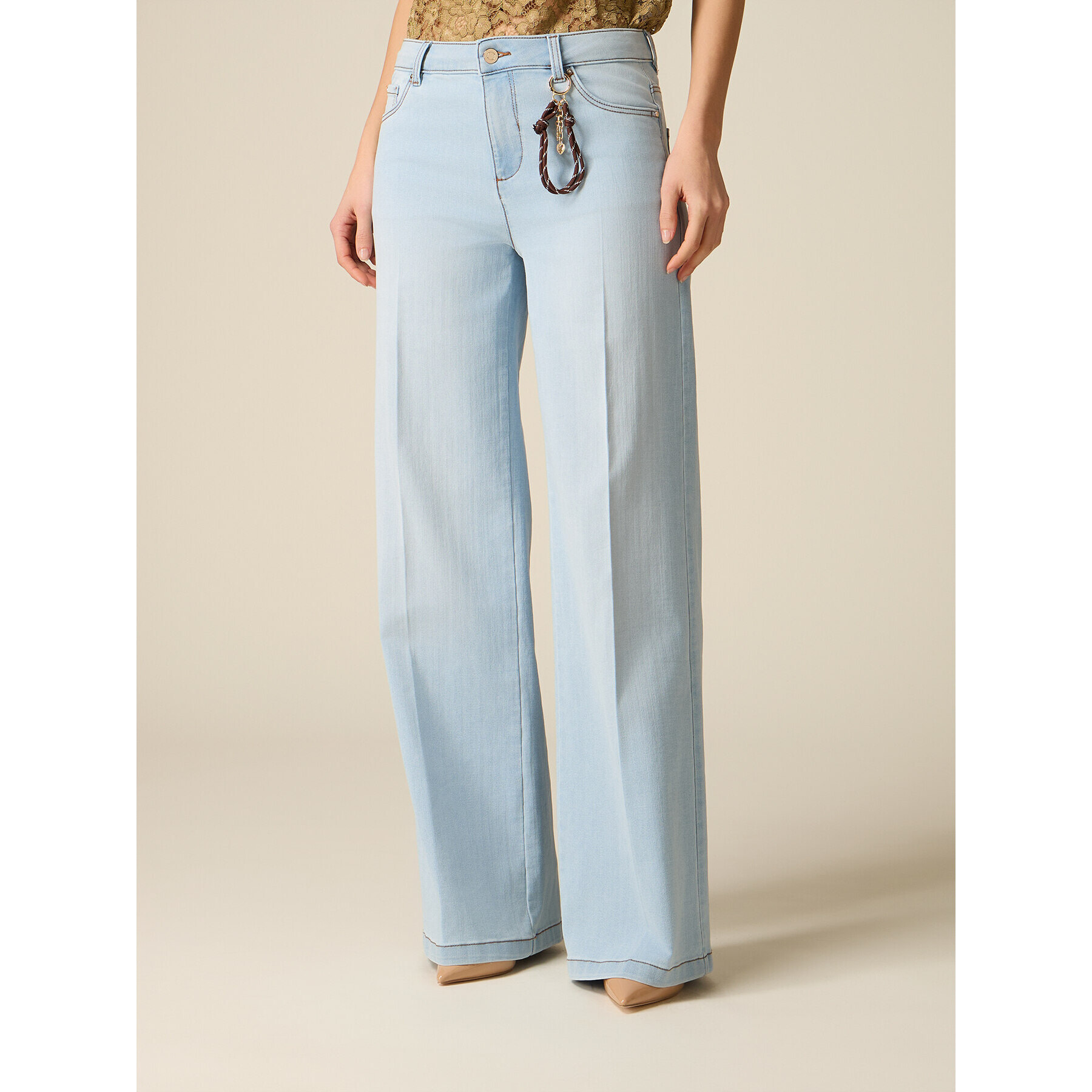 Oltre - Jeans a palazzo délavé - Azzurro