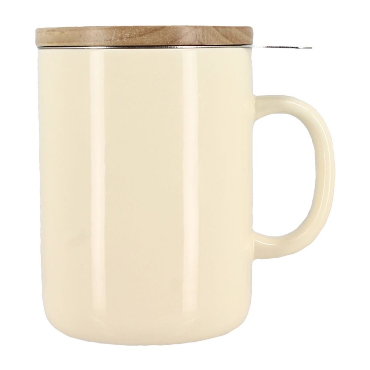 Tisanière en grès crème avec couvercle en bois 350ml ANNA