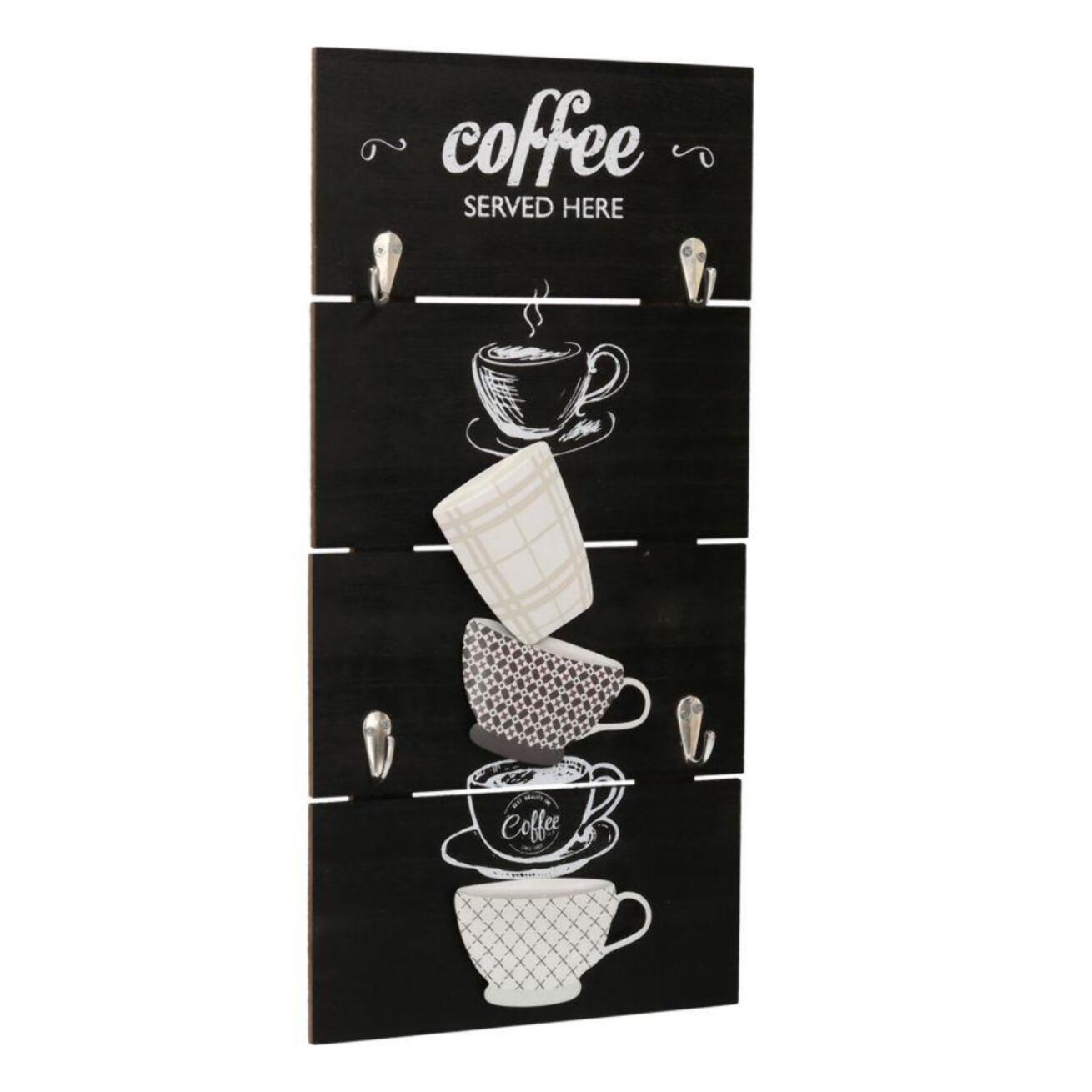 Portachiavi in legno nero coffee rettangolare 4 posti cm22x44,5x1