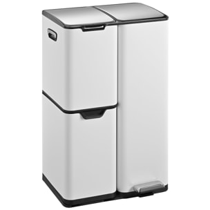 Poubelle pédale tri sélectif HAJA blanc 60L