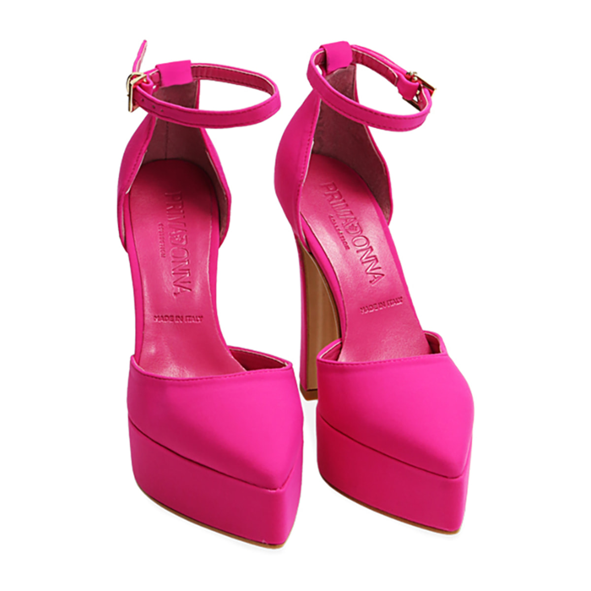 Zapato de tacón de plataforma fucsia, tacón de 12,5 cm.