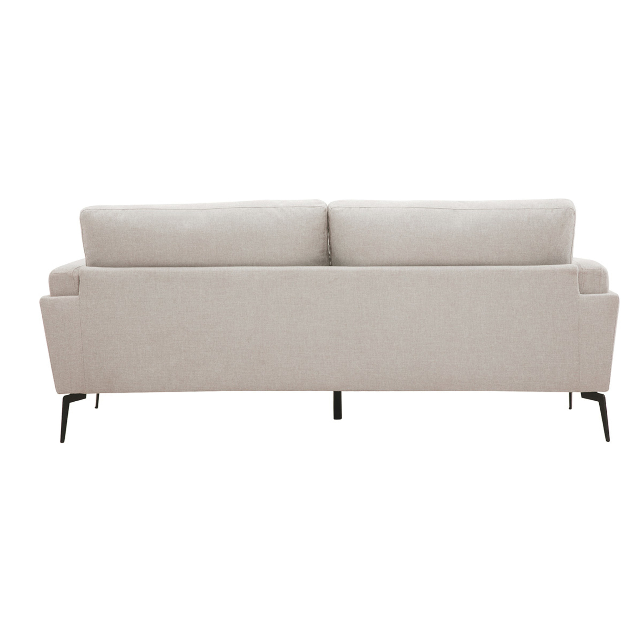 Canapé design 3 places en tissu effet velours texturé beige et métal noir MOSCO