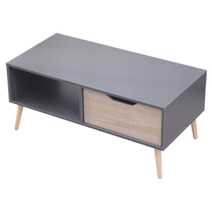 Table basse avec tiroir style scandinave grise FREJA