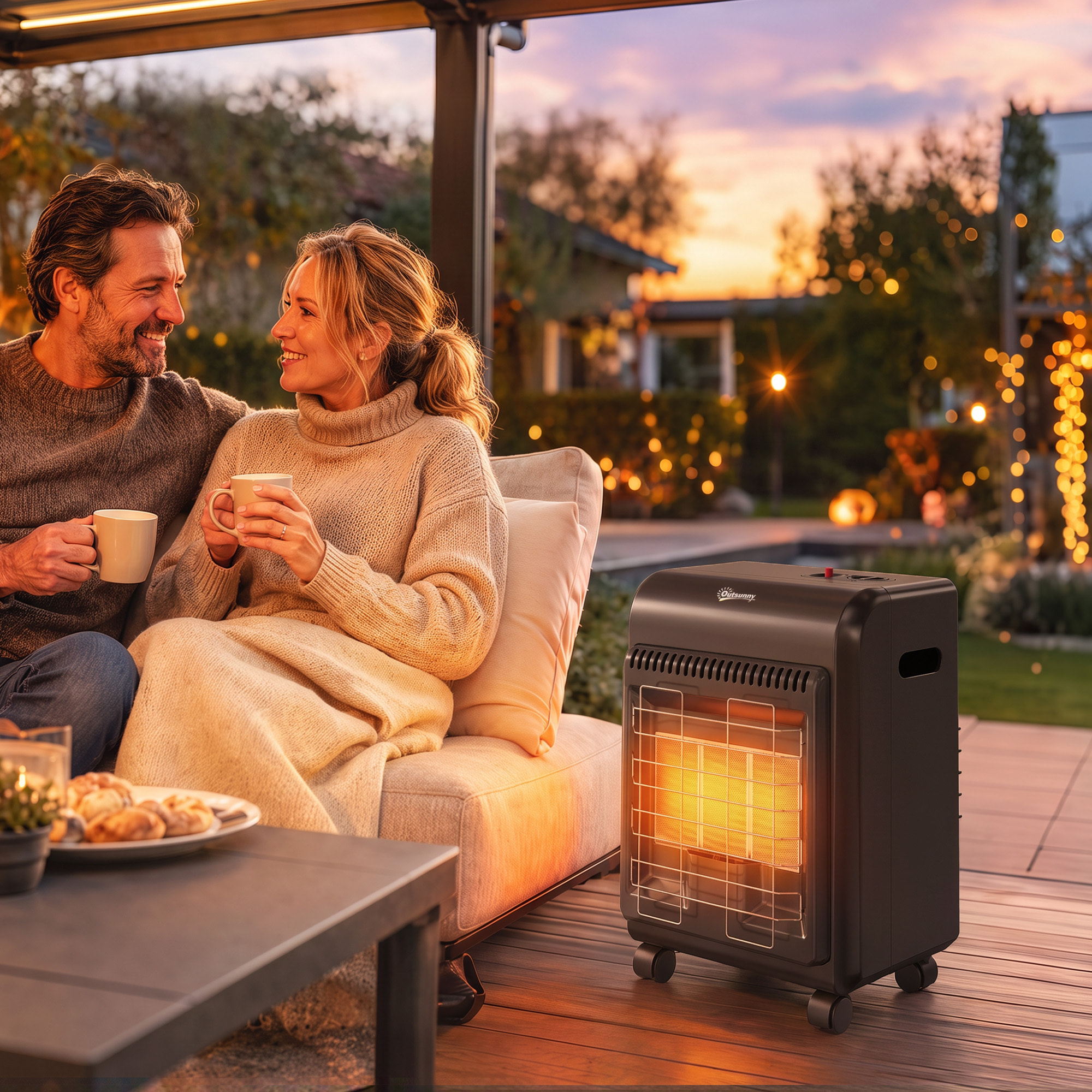 Chauffage d'appoint gaz portable 4,2kW poêle à gaz avec système ODS noir