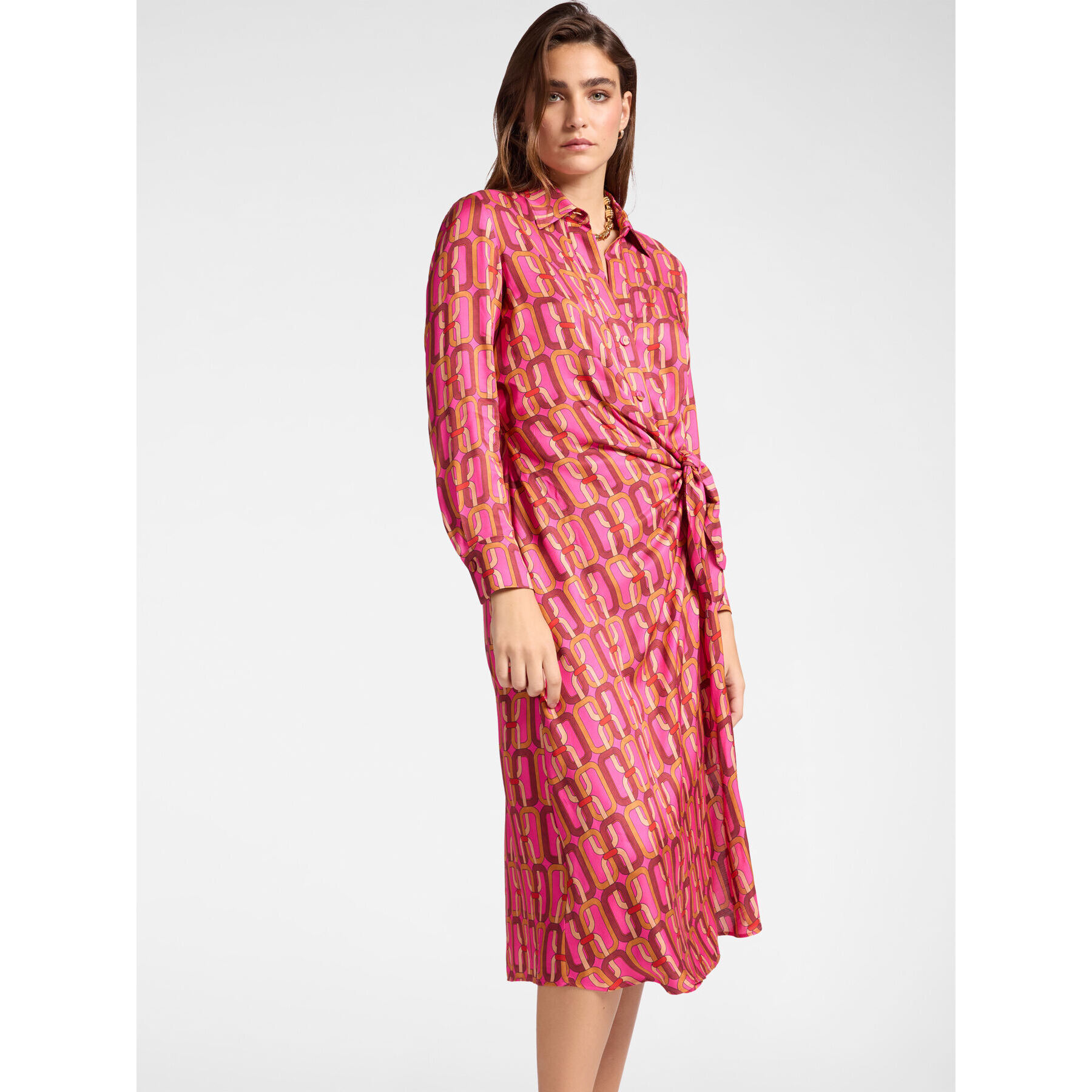 Elena Mirò - Vestido cruzado estampado - Fuchsia