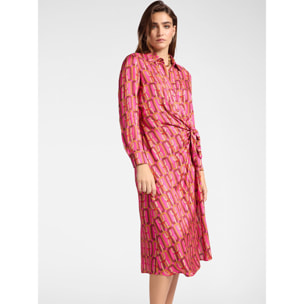 Elena Mirò - Vestido cruzado estampado - Fuchsia