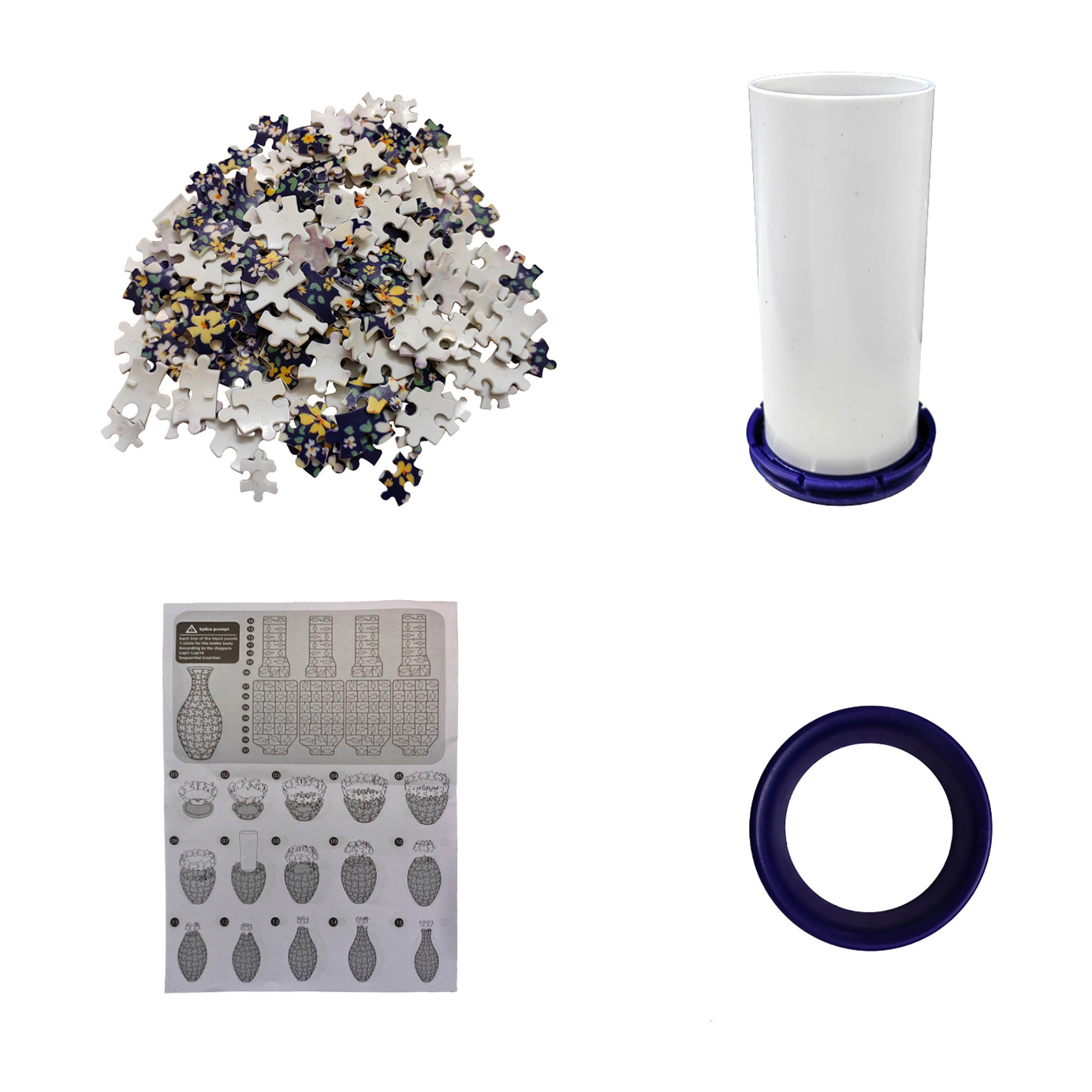 Puzzle 3D in ABS con 160 pezzi. Design Vaso tradizionale con fiori.