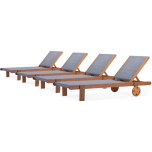 Bain de soleil en bois exotique "Saïgon" - Maple - Gris - Lot de 4