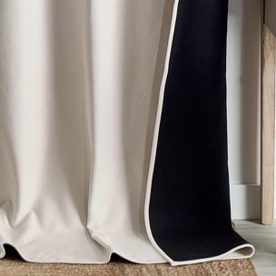 Rideau thermique phonique et semi occultant à galons fronceurs KONFOR - Blanc cassé