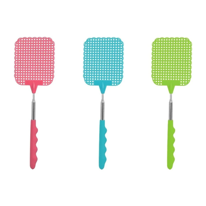 Lot de 3 tapettes à mouche avec manche télescopique Fackelmann Tecno