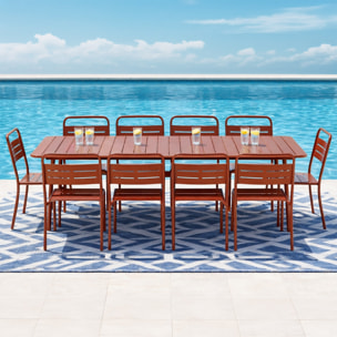 Ensemble table de jardin 234 cm et 10 chaises terracotta EVORA