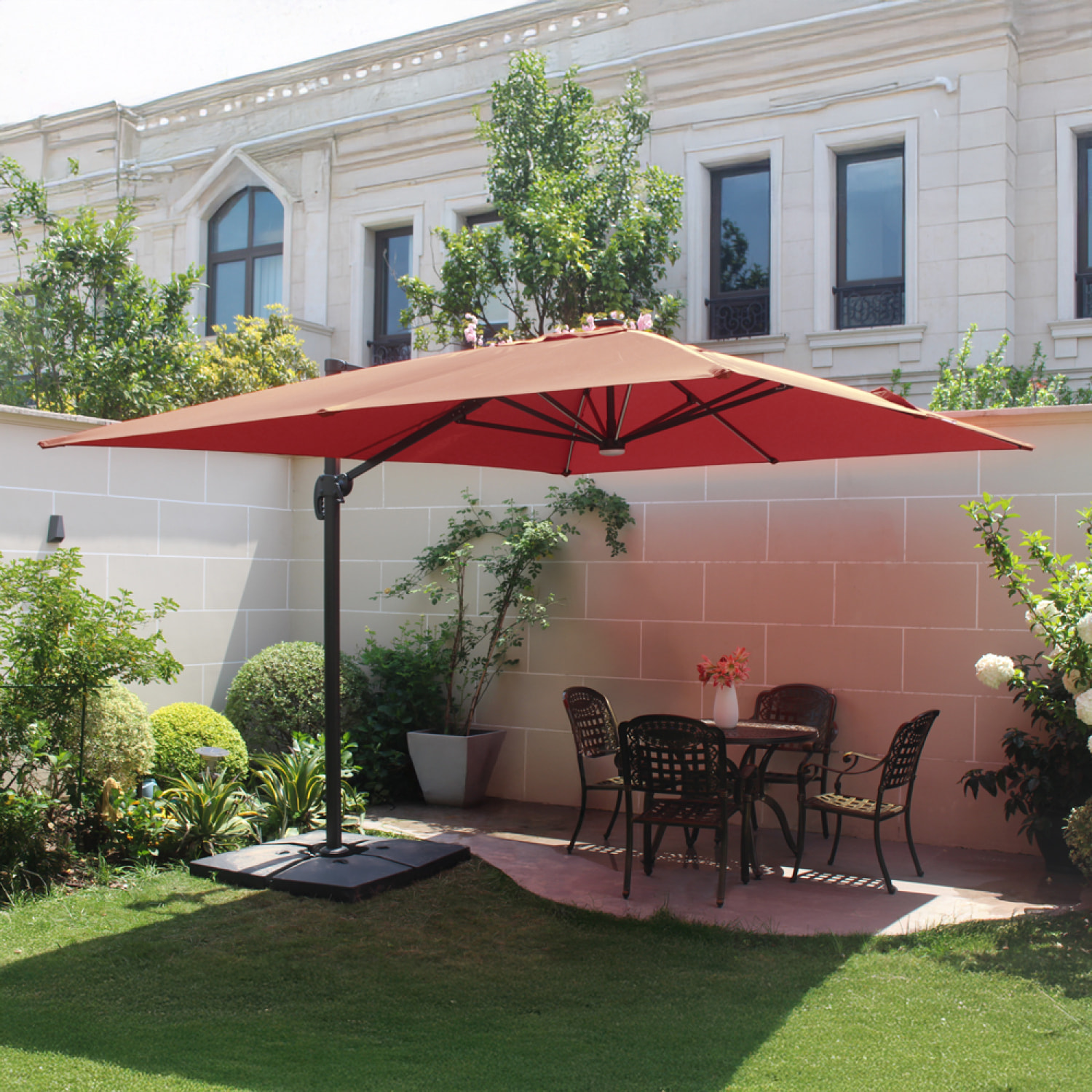 Parasol LED 3 x 4 m terracotta VALIANO