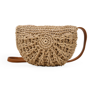 Bolso bandolera de rafia tostado
