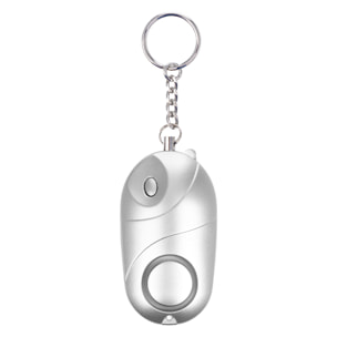 Allarme SOS personale con luce LED brillante e suono di 130dB. 3 batterie LR44 incluse e attivazione rapida tirando l'anello.