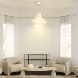 Lámpara Colgante Moderna Lámpara de Techo E27 con Pantalla de Impresión 3D Iluminación para Comedor Cocina Salón Bar Restaurante Blanco