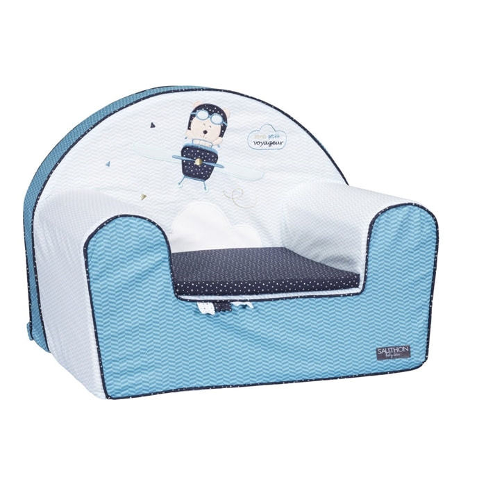 Fauteuil club 42x51cm en coton Bleu