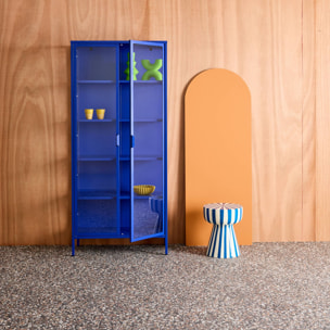 Buffet, vaisselier acier et verre trempé 2 portes 180cm ARKANSAS