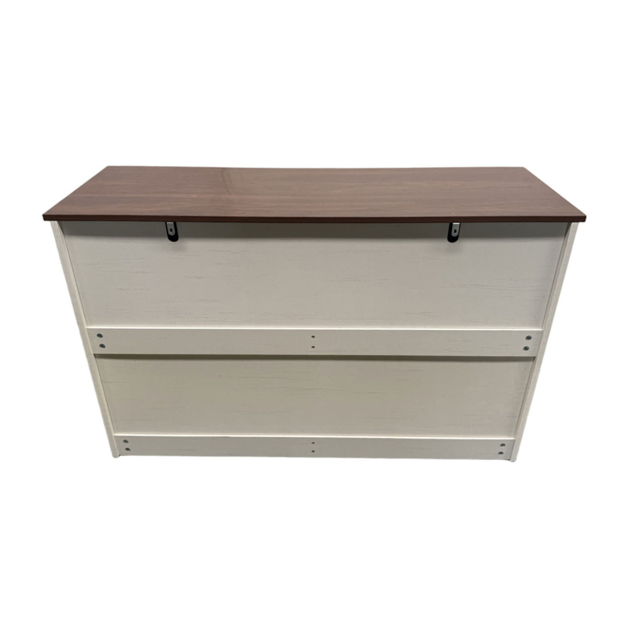 YORK Commode 6 tiroirs blanc et bois 120cm