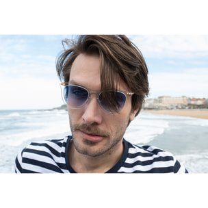 Gafas de sol PALO ALTO ARLES - Blanco transparente / Azul cielo degradado y patilla de metal dorado mate