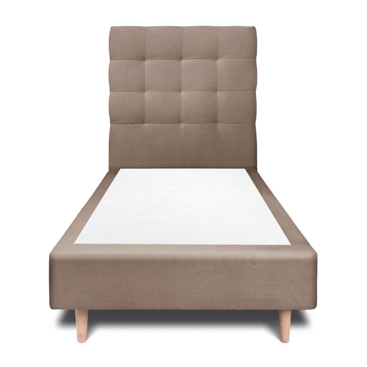 Lit avec tête de lit capitonnée velours et sommier tapissier Ep20